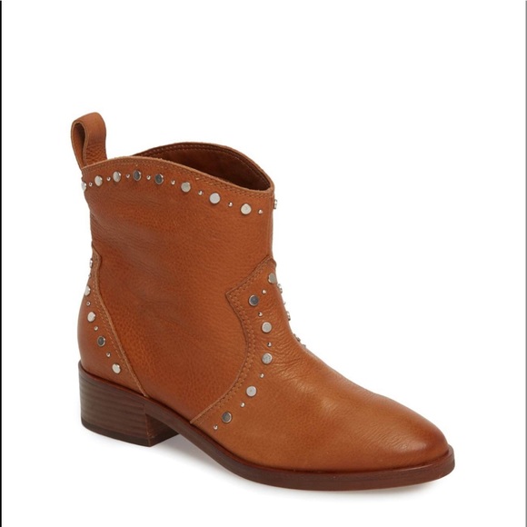 Leather Ankle Booties Dolce Vita Womens Cognac NWT - Picture 2 of 7